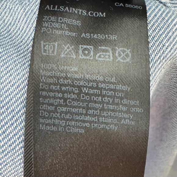 ALL SAINTS Denim Chambray Adela Mini Dress - Picture 13 of 14